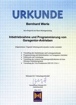 Zertifikat Garagentor-Antriebe